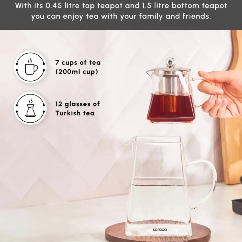 Karaca Giza Borosilicate Glass Teapot Set, Transparent