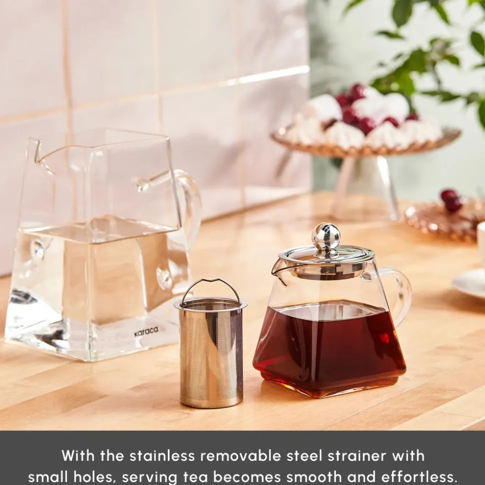 Karaca Giza Borosilicate Glass Teapot Set, Transparent