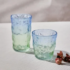 Karaca Glacier Glass Highball Glass, 383ml, Transparent Blue Green