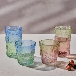 Karaca Glacier Glass Highball Glass, 383ml, Transparent Blue Green