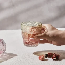 Karaca Glacier Glass Tumbler Glass, 287ml, Transparent Red Green