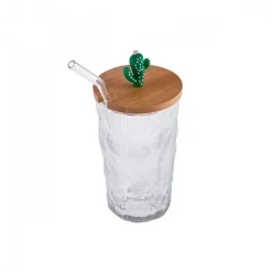 Karaca Glacier 2 Piece Glass Set with Straws, Transparent Multi
