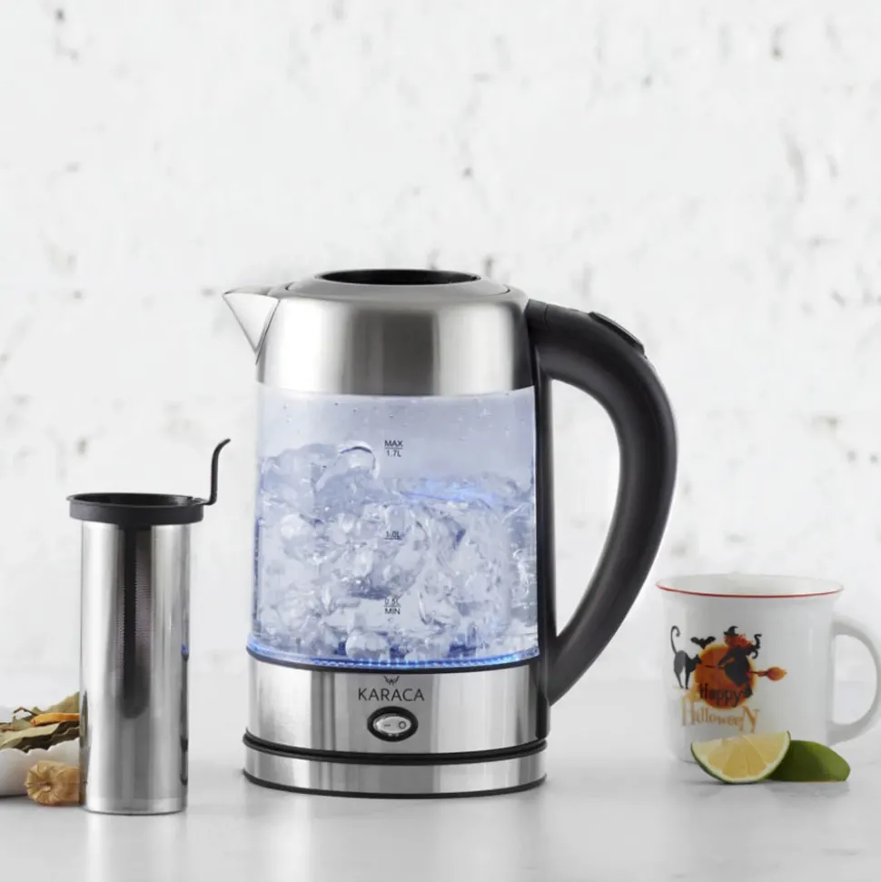 Karaca Glass Herbal Tea Maker and Kettle, 1.7L, Inox