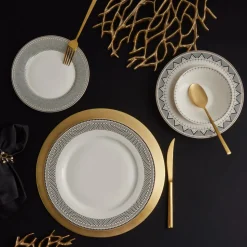 Karaca Globe 24-Piece Bone China Dinner Set for 6 People, Multi