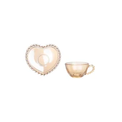 Karaca Glory 2-Piece Espresso Turkish Coffee Cup Set, 80ml, Amber