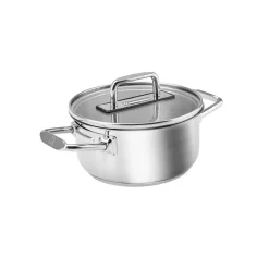Karaca Grace Stainless Steel Induction Stockpot with Lid, 30cm, Silver
