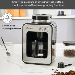 Karaca Grindmaestro Filter Coffee Maker with Built-in Grinder, 0,5L, 600W, Inox