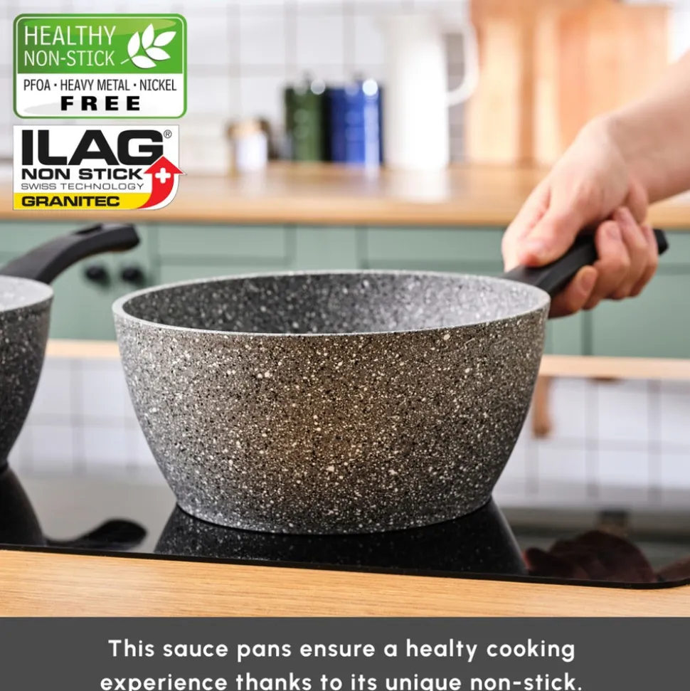Karaca Gris Biogranite 3-Piece Induction Sauce Pan Set, Grey