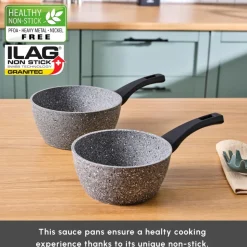 Karaca Gris Biogranite 2-Piece Induction Sauce Pan Set, Grey