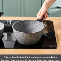 Karaca Gris Biogranite 2-Piece Induction Sauce Pan Set, Grey