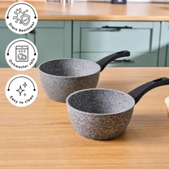 Karaca Gris Biogranite 2-Piece Induction Sauce Pan Set, Grey