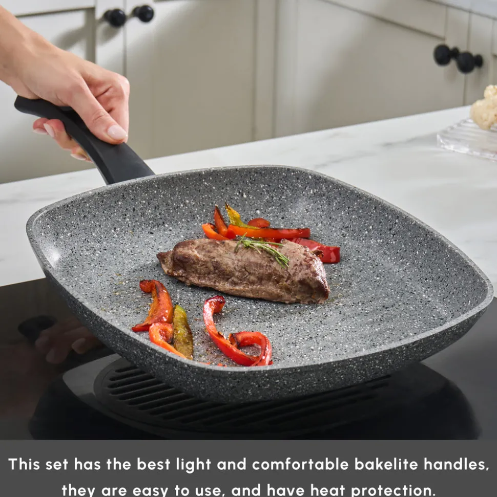 Karaca Gris Biogranite 2-Piece Induction Cookware Set, Grey