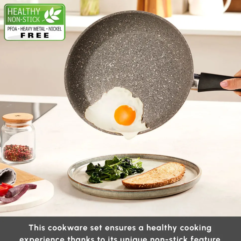 Karaca Gris Biogranite 7-Piece Non-Stick Induction Cookware Set, Grey