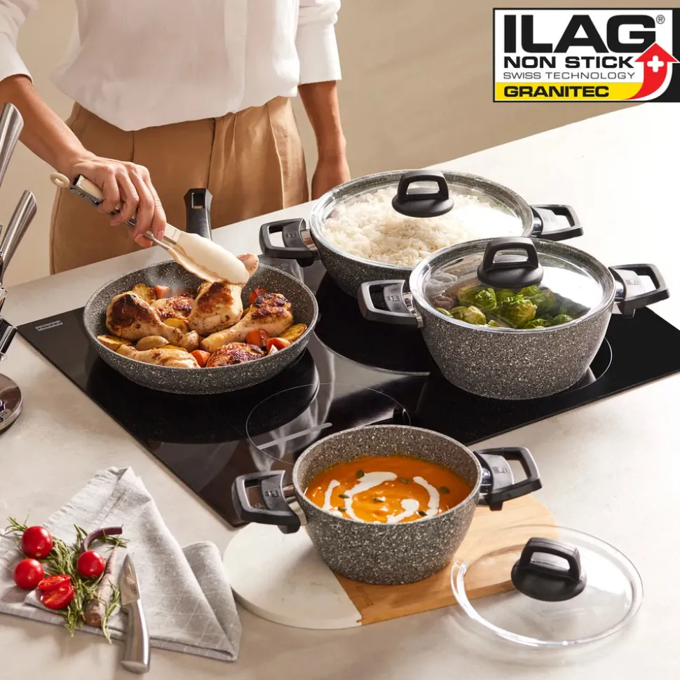 Karaca Gris Biogranite 7-Piece Non-Stick Induction Cookware Set, Grey