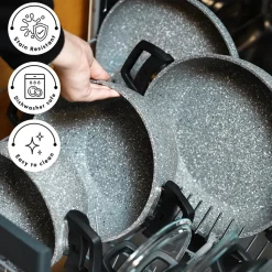 Karaca Gris Biogranite 7-Piece Non-Stick Induction Cookware Set, Grey
