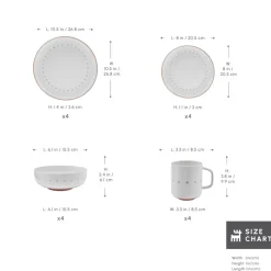 Karaca Haag 16-Piece Stoneware Dinner Set for 4 People, Multi