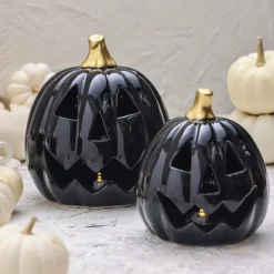Karaca Halloween Led Light Trinket, 15cm, Black Gold