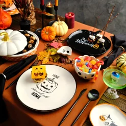 Karaca Halloween Pumpkin Ceramic Snack Bowl, 13cm, White
