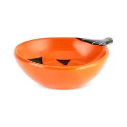 Karaca Halloween Pumpkin Lee Ceramic Snack Bowl, 12cm, Black White