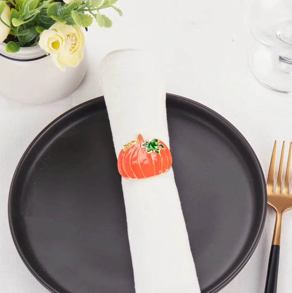 Karaca Halloween Pumpkin Napkin Ring Set, 2 Piece, 6.5cm, Orange Multi