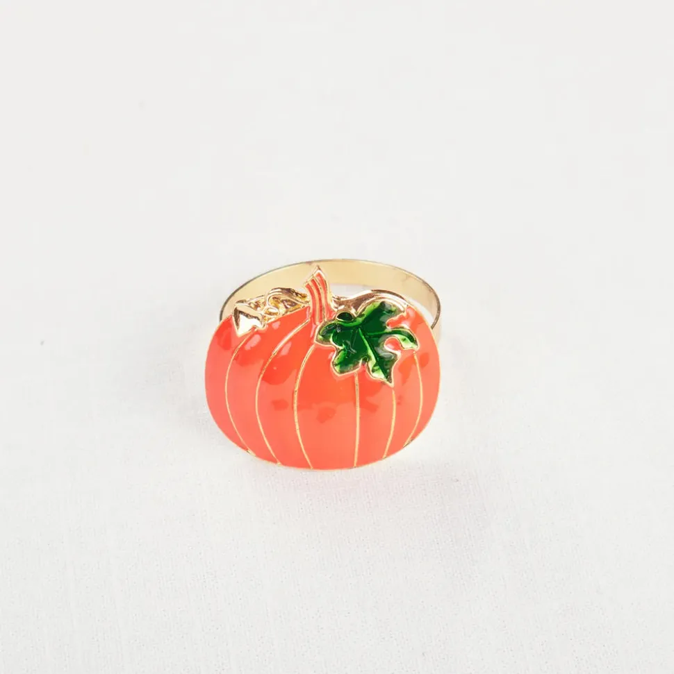 Karaca Halloween Pumpkin Napkin Ring Set, 2 Piece, 6.5cm, Orange Multi