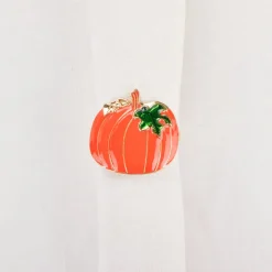 Karaca Halloween Pumpkin Napkin Ring Set, 2 Piece, 6.5cm, Orange Multi
