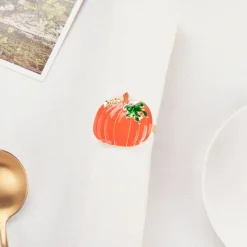 Karaca Halloween Pumpkin Napkin Ring Set, 2 Piece, 6.5cm, Orange Multi