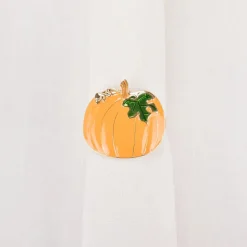Karaca Halloween Pumpkin Napkin Ring Set, 2 Piece, 6.5cm, Yellow Multi
