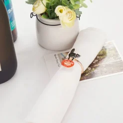 Karaca Halloween Pumpkin with Cat Napkin Ring Set, 2 Piece, 6.5cm, Black Orange