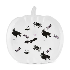 Karaca Halloween Spitrit White Ceramic Serving Platter, 26cm, Multicolour
