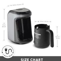 Karaca Hatır Hüps Turkish Coffee Maker and Milk Steamer, 535W, Anthracite