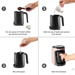 Karaca Hatır Hüps Turkish Coffee Maker and Milk Steamer, 535W, Rose Gold