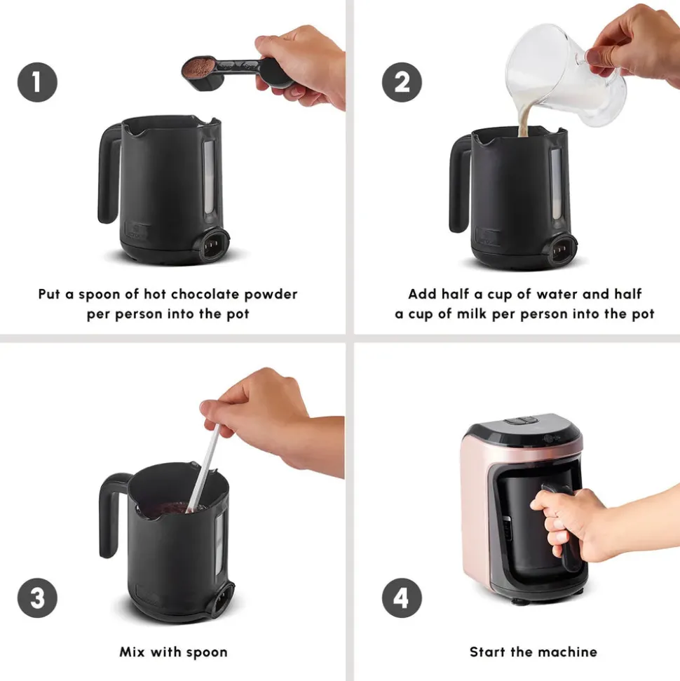 Karaca Hatır Hüps Turkish Coffee Maker and Milk Steamer, 535W, Rose Gold