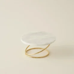 Karaca Home Angelina Marble Decorative Candle Holder, 17x9cm, Gold