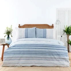 Karaca Home Aspen 100% Turkish Cotton Duvet Cover Set, Double, White Blue