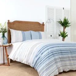 Karaca Home Aspen 100% Turkish Cotton Duvet Cover Set, Double, White Blue