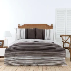 Karaca Home Aspen 100% Turkish Cotton Duvet Cover Set, Double, White Brown Black