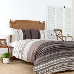 Karaca Home Aspen 100% Turkish Cotton Duvet Cover Set, Double, White Brown Black