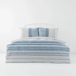 Karaca Home Aspen 100% Turkish Cotton Duvet Cover Set, King, White Blue