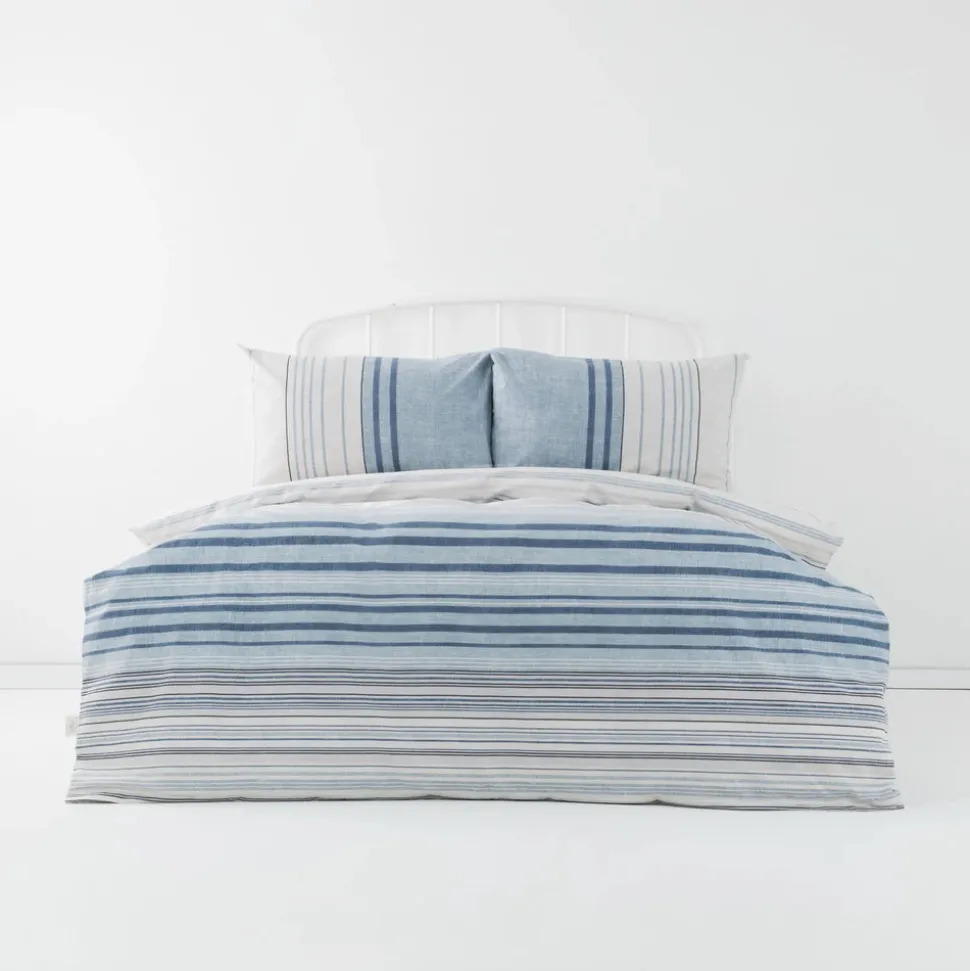 Karaca Home Aspen 100% Turkish Cotton Duvet Cover Set, King, White Blue