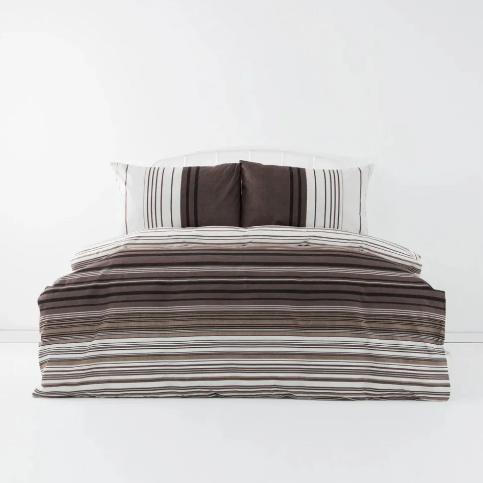 Karaca Home Aspen 100% Turkish Cotton Duvet Cover Set, King, White Brown Black