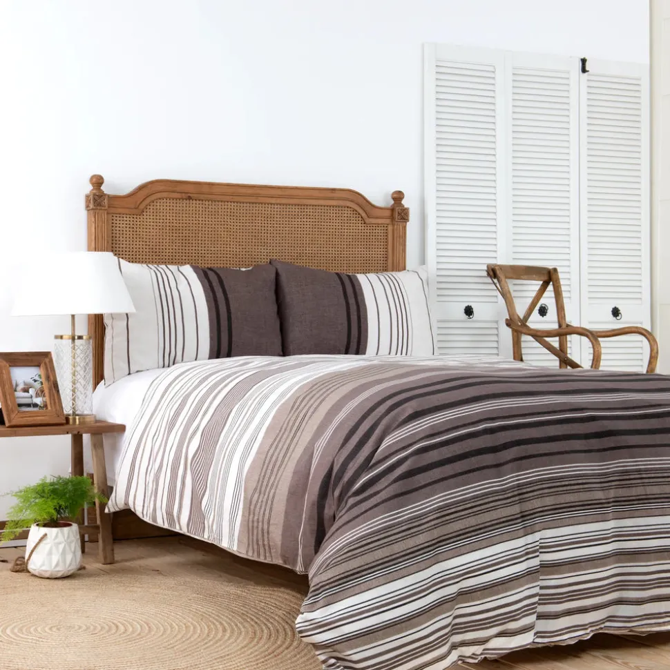 Karaca Home Aspen 100% Turkish Cotton Duvet Cover Set, King, White Brown Black