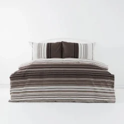 Karaca Home Aspen 100% Turkish Cotton Duvet Cover Set, Super King, White Brown Black