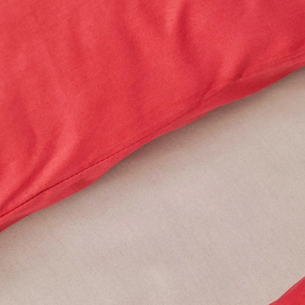 Karaca Home Basic 100% Turkish Cotton Duvet Cover Set with Bed Sheet, Double, Red Beige