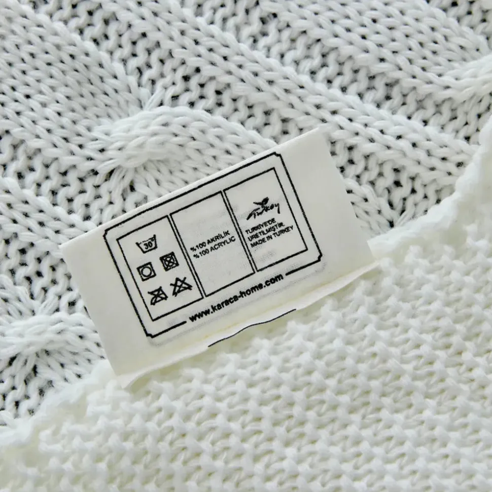 Karaca Home Cable Knit Throw, 130cmx170cm, Bone Color