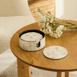 Karaca Home Carrie 6-Piece Coaster Set, White