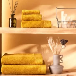 Karaca Home Chandler Modal 100% Turkish Cotton Towel Set, Mustard