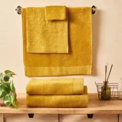 Karaca Home Chandler Modal 100% Turkish Cotton Towel Set, Mustard