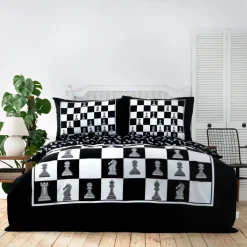 Karaca Home Chess 100% Turkish Cotton Duvet Cover Set, Double, Multi