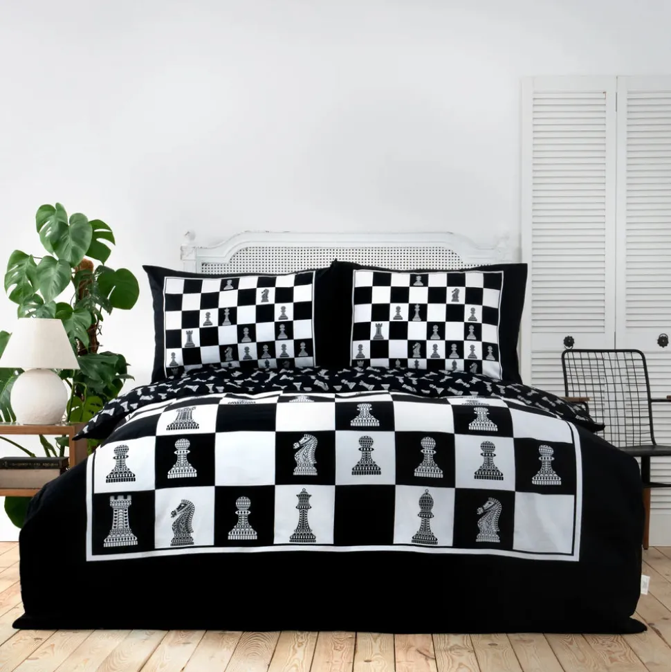Karaca Home Chess 100% Turkish Cotton Duvet Cover Set, Double, Multi